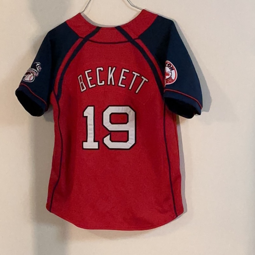 Nike MLB Red and Blue Boston Red Sox Josh Beckett Jersey Youth M Like New!
